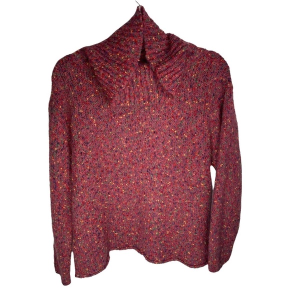 United Knitwear Pink Rainbow Dot Cowl Neck Sweater Large - Picture 1 of 9